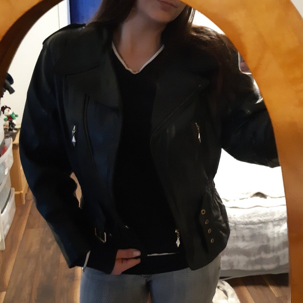 Jacket Leather Genuine Made In Canada Sélection Mono-Pol Small Women Vintage Y2K - Picture 15 of 16